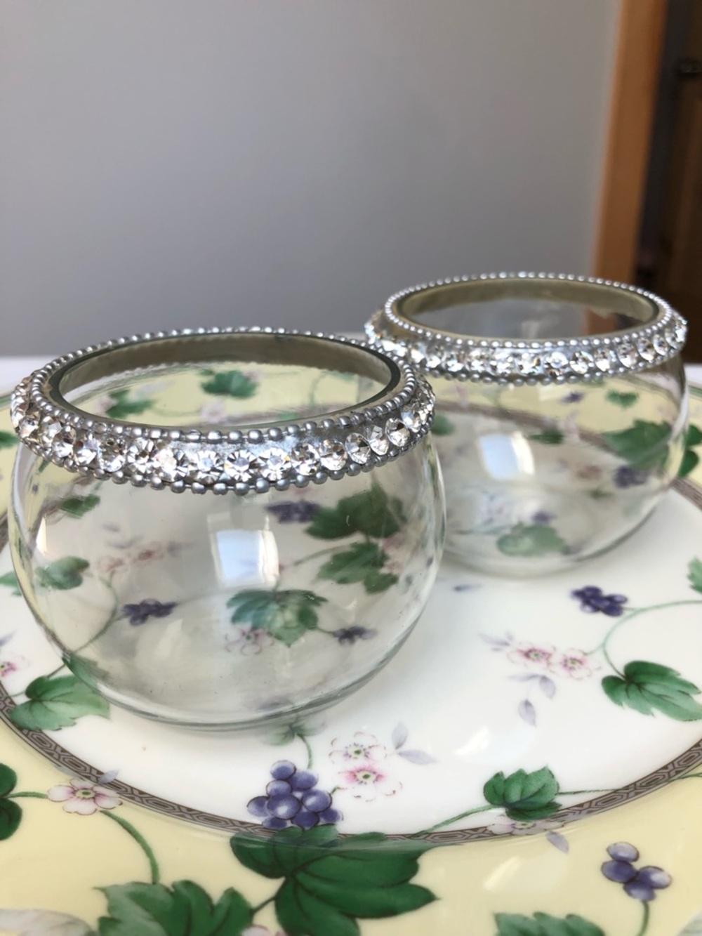 Glam Rhinestone Embellished Glass Votive Holders